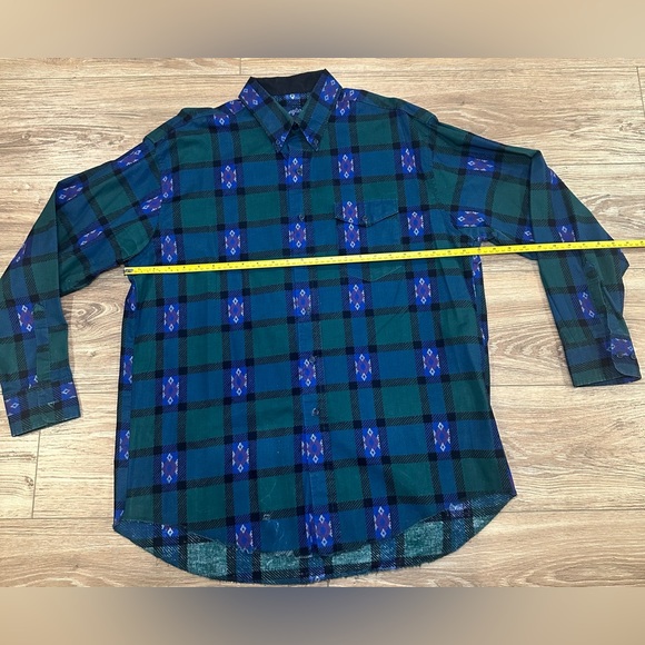 Vintage plaid‎ Wrangler button long sleeve shirt size XL